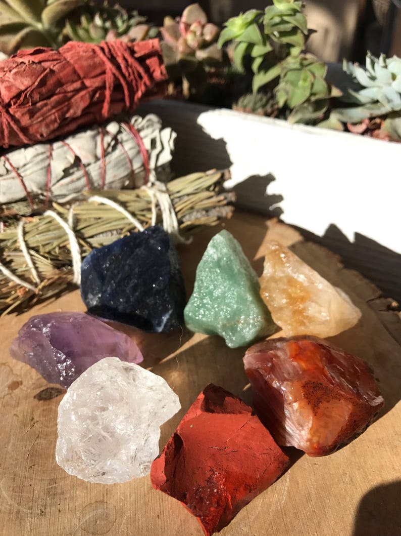 7 CHAKRAS Raw Crystals Beginner Crystal Set Chakra Stones Etsy