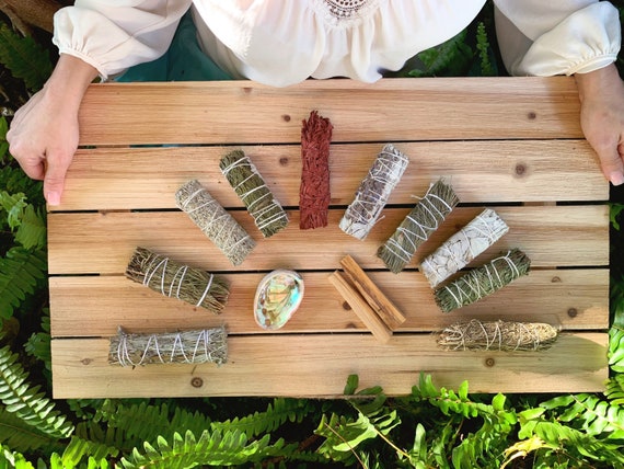 Sage Bundle Smudge Kit | 11 Stick Sampler | White, Black, Blue, Cedar, Dragon, Palo Santo, etc | Sage Smudge Kit | Altar, Housewarming Gift
