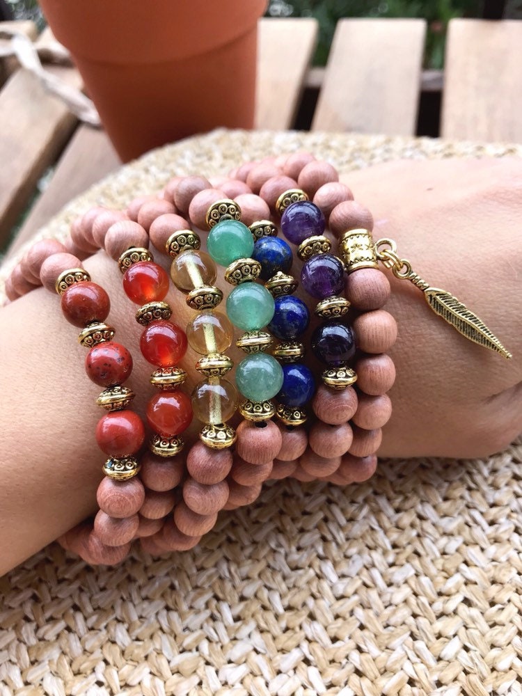 SET of 7 CHAKRAS Bracelet - Red Jasper, Carnelian, Citrine, Green