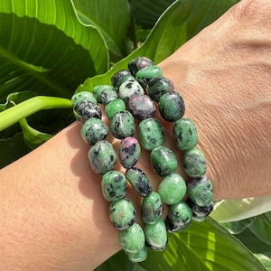 Ruby Zoisite Bracelet, Tumbled Stretch Bracelet, Natural Crystal Bead Bracelet, Polished Gemstone Bracelet, Premium Quality Stone, Wholesale