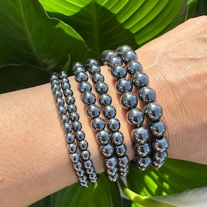 Hematite Bracelet, 4mm, 6mm, 8mm Bead Stretch Bracelets, Premium Natural Gemstone Jewelry, Premium Grade Stone, Unisex Bracelet, Wholesale
