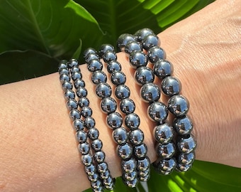 Hematite Bracelet, 4mm, 6mm, 8mm Bead Stretch Bracelets, Premium Natural Gemstone Jewelry, Premium Grade Stone, Unisex Bracelet, Wholesale