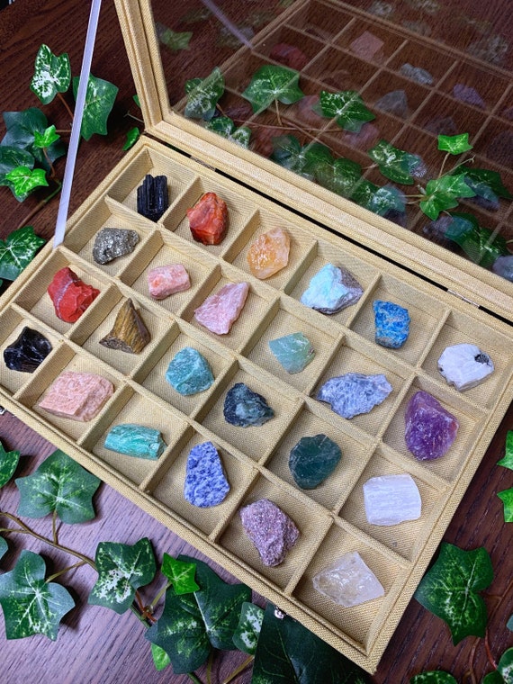 Raw Crystal Collectors Box Crystal Kit Crystal Gift Set Meditation Altar,  Crystal Gift Box, Crystal Collection Mayan Rose 