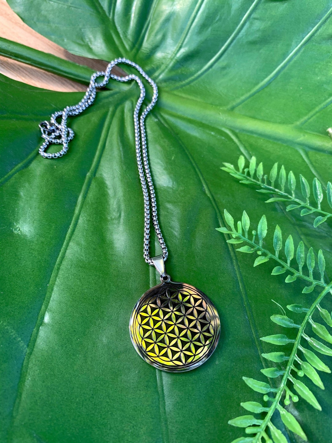 FLOWER of LIFE Necklace on Silver Chain Sacred Geometry Etsy
