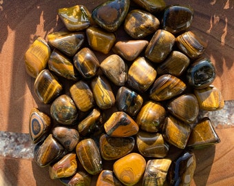 TIGER EYE Tumbled Stones (Grade A Natural) Premium Gold | Polished Gemstone Rocks for Crystal Healing, Yoga, Meditation, Reiki, Crafts