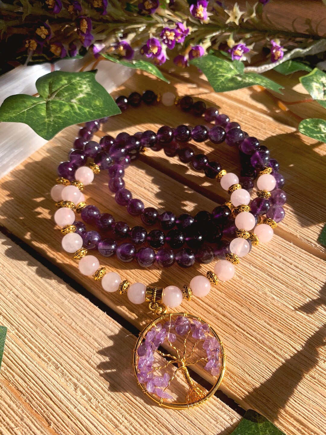 AMETHYST Mala Beads Tree of Life Necklace 108 Mala Necklace Meditation Prayer Beads Yoga Jewelry Spiritual Gifts Amethyst Necklace Etsy