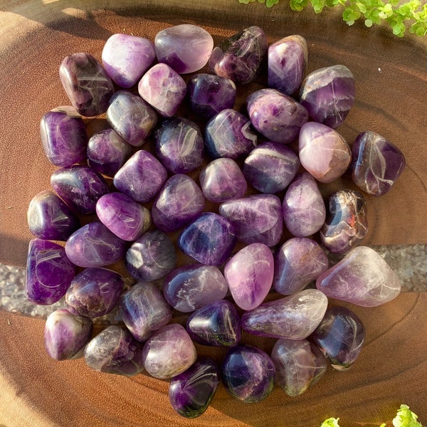 AMETHYST (Grade A Natural) Tumbled Polished Stone Gemstone for Healing, Yoga, Meditation, Reiki, Wicca, Crafts Jewelry Supplies Wholesale OK