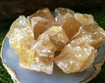 GOLDEN YELLOW CALCITE Crystals (Grade A Natural) Rough Crystal Stones Gemstone for Healing Yoga Meditation, Reiki, Wicca, Crafts Supplies