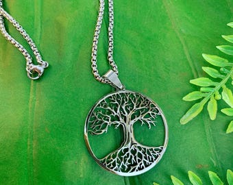 TREE of LIFE Silver Necklace | Silver Tree Pendant, Tree Jewelry, Spiritual Yoga Necklace | Sacred Geometry, Tree Necklace, Boho Jewelry