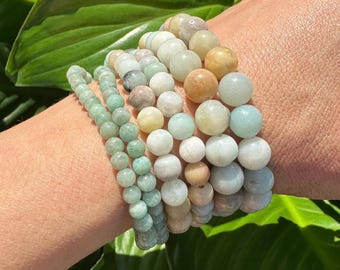 Amazonite Bracelet, 4mm, 6mm, 8mm Bead Stretch Bracelets, Premium Natural Gemstone Jewelry, Healing Crystal Amazonite Bracelet, Wholesale