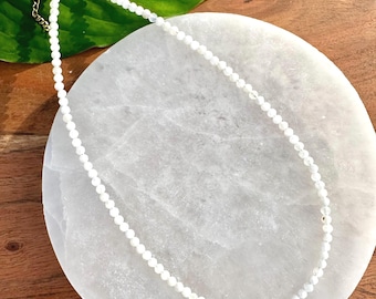 Moonstone Necklace, 2-3mm Faceted Moonstone Crystal Necklace, 14-16 in. Beaded Gemstone Choker, 100% Natural Grade A Crystal Healing Jewelry