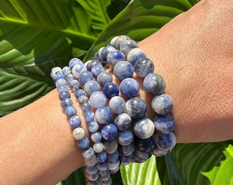 Sodalite Crystal Bracelet, 4mm, 6mm, 8mm Bead Sodalite Stretch Bracelets, Premium Natural Gemstone Jewelry, Wholesale Bulk Option