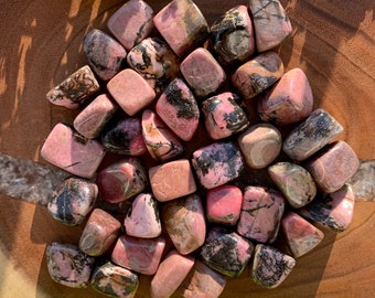 RHODONITE Crystals (Grade A Natural) Tumbled Polished Gemstone Rocks for Healing, Yoga, Meditation, Reiki, Wicca, Crafts, Jewelry Supplies
