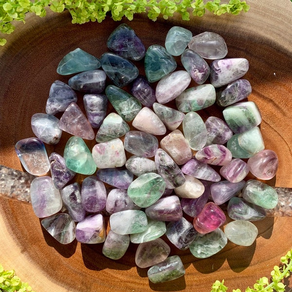 FLUORITE (Grade A Natural) Tumbled Polished Stones Gemstone Rocks for Healing, Yoga, Meditation, Reiki, Wicca, Crafts, Jewelry Supplies