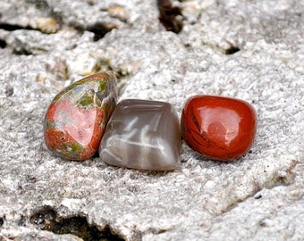 SCORPIO Crystal Set | Red Jasper, Moonstone, Unakite | Tumbled Gemstones October November Birthday Gift | Astrology Zodiac, Meditation, Yoga