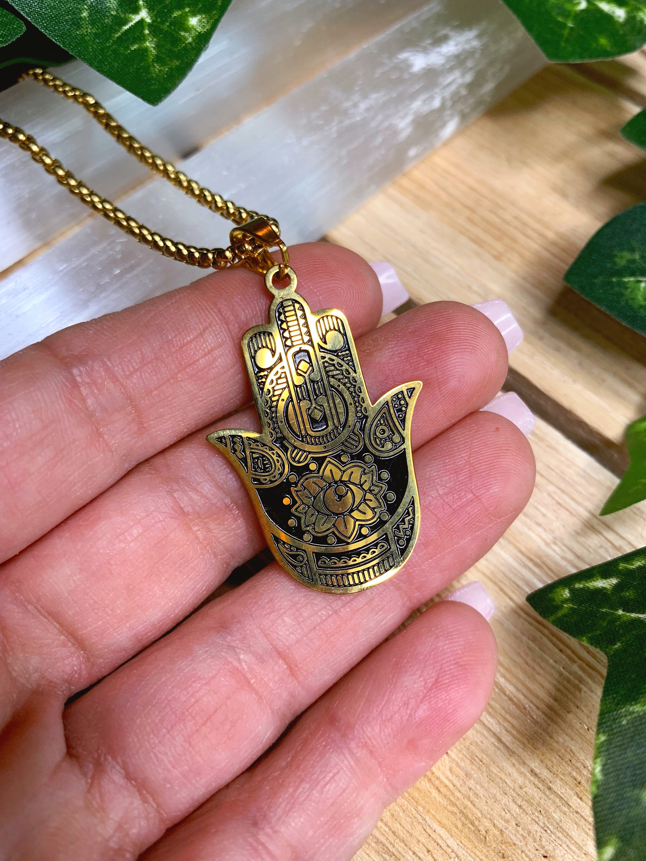 Gold Ribbon Charity Necklace | Gold Hamsa Hand Necklace | Charity Jewellery  – KookyTwo