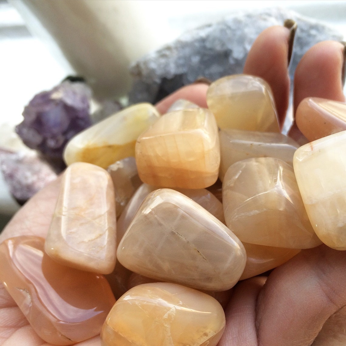PEACH MOONSTONE grade A Natural Tumbled Polished Stones Etsy