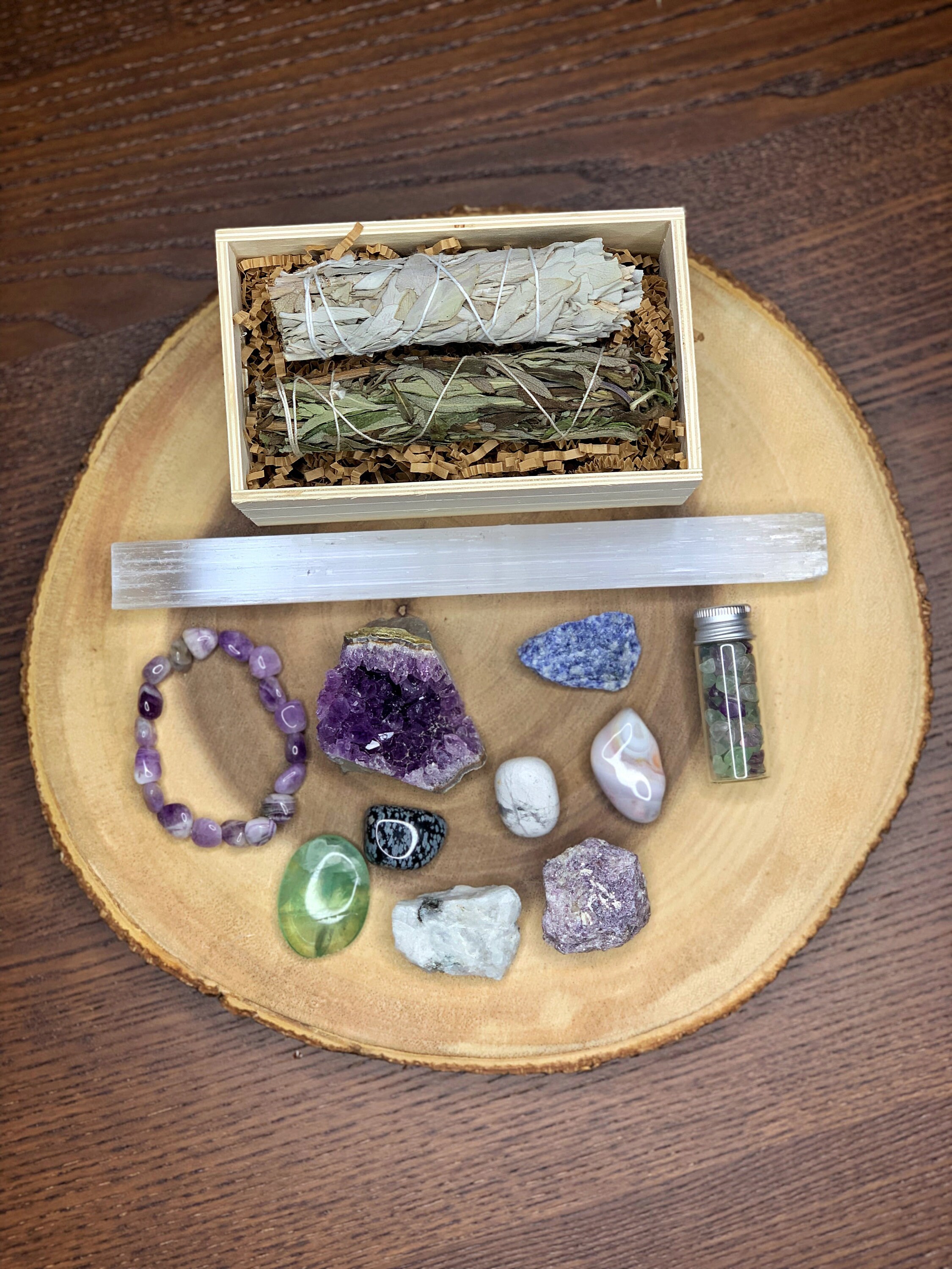Stress Relief & Relaxation Gift Set Sage Crystal Kit, Meditation