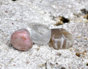 CANCER Zodiac Crystals | Moonstone, Rhodonite, Clear Quartz | Gemstones for Astrology Zodiac, Meditation Yoga, June July Birthday