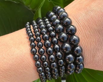 Obsidian Crystal Bracelet, 4mm, 6mm, 8mm Bead, Black Stone Stretch Bracelet, Premium Natural Gemstone Jewelry, Premium Grade, Wholesale Bulk