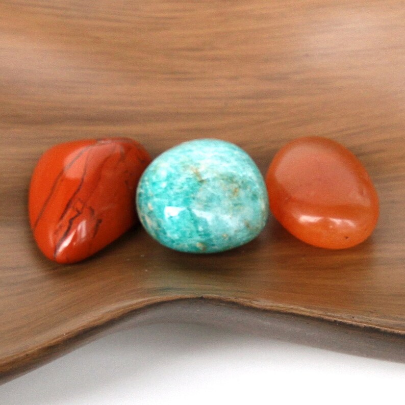 VIRGO Set of 3 Crystals Tumbled Gemstones Carnelian Red Etsy