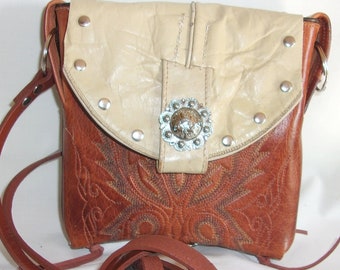 Small Leather Cowboy Boot Purse, Small Leather Crossbody Purse, Cowgirl Purse, Handcrafted from Cowboy Boots, Horse Lover's Gift sm102