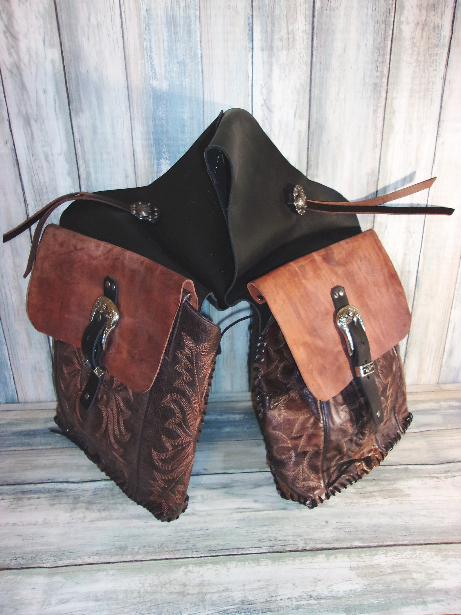 Leather Western Saddle Bag handcrafted from recycled cowboy Etsy