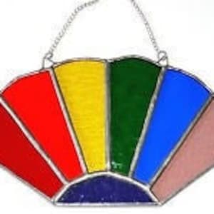 Stained glass suncatcher rainbow fan gift window hanging panel colourful home decoration
