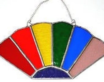 Stained glass suncatcher rainbow fan gift window hanging panel colourful home decoration
