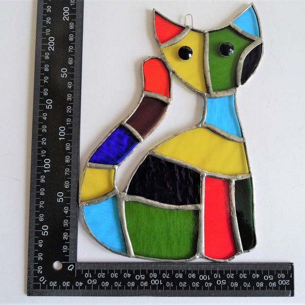 Vitrail suncatcher arc-en-ciel chat cadeau fenêtre panneau suspendu décoration de la maison animal