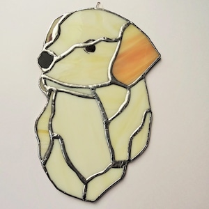 Stained glass suncatcher golden labrador dog gift window hanging panel home decoration animal