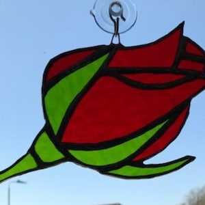 Stained Glass Rose Suncatcher