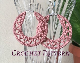 Crochet Earrings Pattern, Small Geometric Hoops PDF Tutorial, 4 cm Crochet Hoops Jewelry Making Tutorial, Instant Download DIY Crochet Ebook