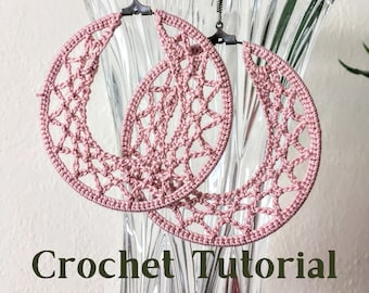 Crochet Pattern Geometric Hoop Earrings PDF Tutorial,  Instant Download DIY Crochet Earrings , Jewelry Making Tutorial, Crochet Photo Ebook