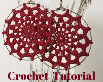 DIY Mandala Earrings Crochet Pattern, Instant Download Jewelry Making PDF Tutorial, Crochet Instructions Ebook