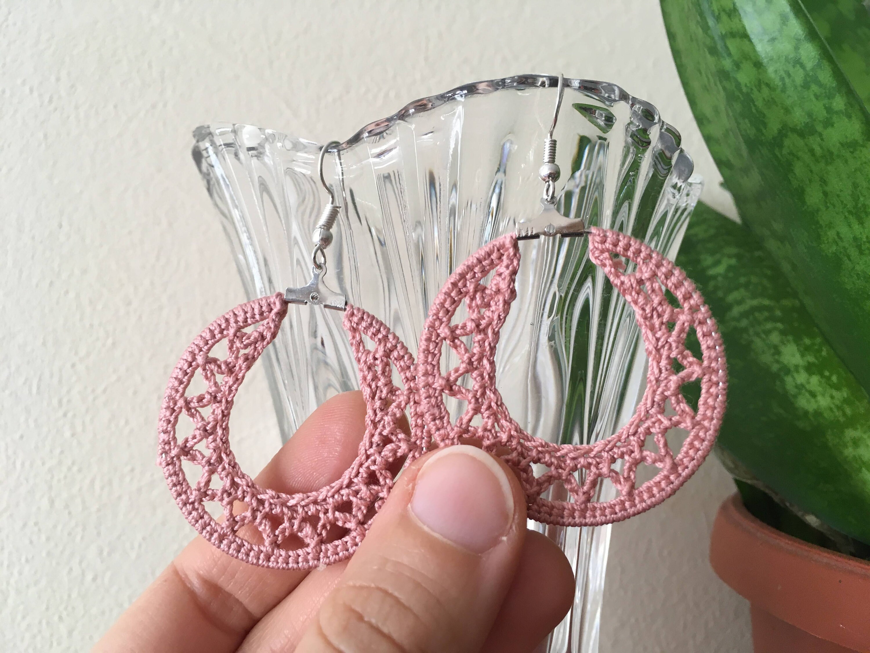 Crochet Earrings Pattern, Small Geometric Hoops PDF Tutorial, 4 cm Crochet Hoops Jewelry Making Tutorial, Instant Download DIY Crochet Ebook - Thumbnail 4