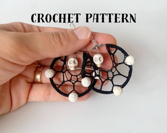 Crochet Earrings Pattern, Beaded Hoops Crochet Pattern, Jewelry Making Crochet Tutorial,  Beginner Friendly PDF Pattern, Earrings Tutorial