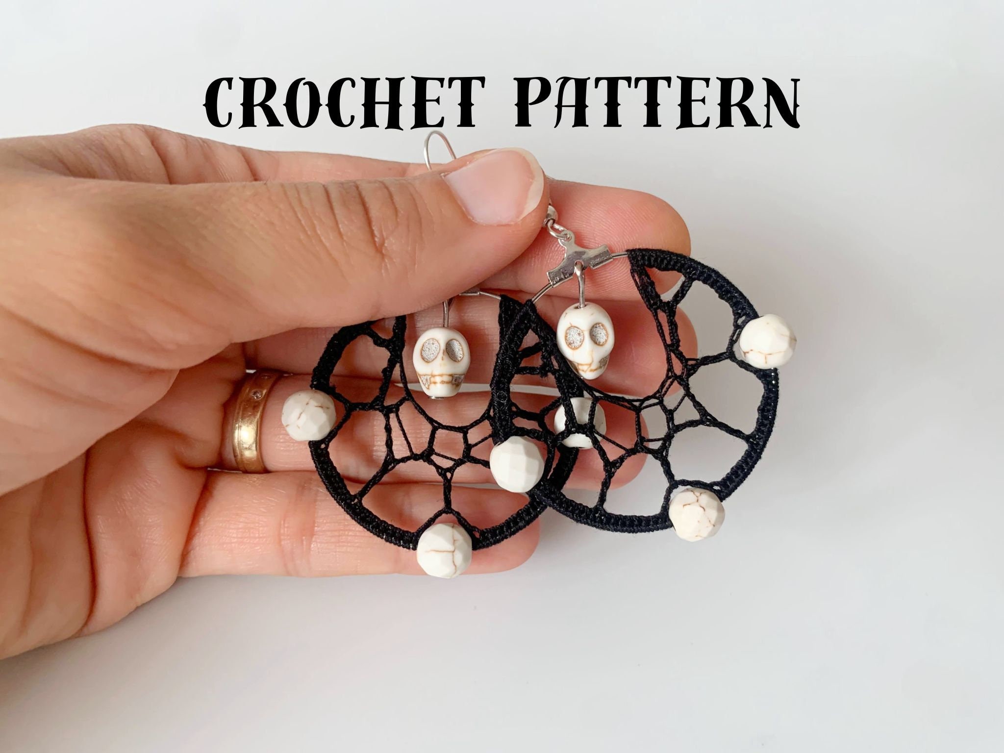Crochet Earrings Pattern, Beaded Hoops Crochet Pattern, Jewelry Making Crochet Tutorial,  Beginner Friendly PDF Pattern, Earrings Tutorial