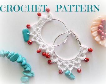 Téléchargement instantané PDF Crochet Pattern, Boucles d'oreilles perlées DIY Crochet Tutorial, Jewelry Making Crochet Photo Ebook, Crochet Jewelry Pattern