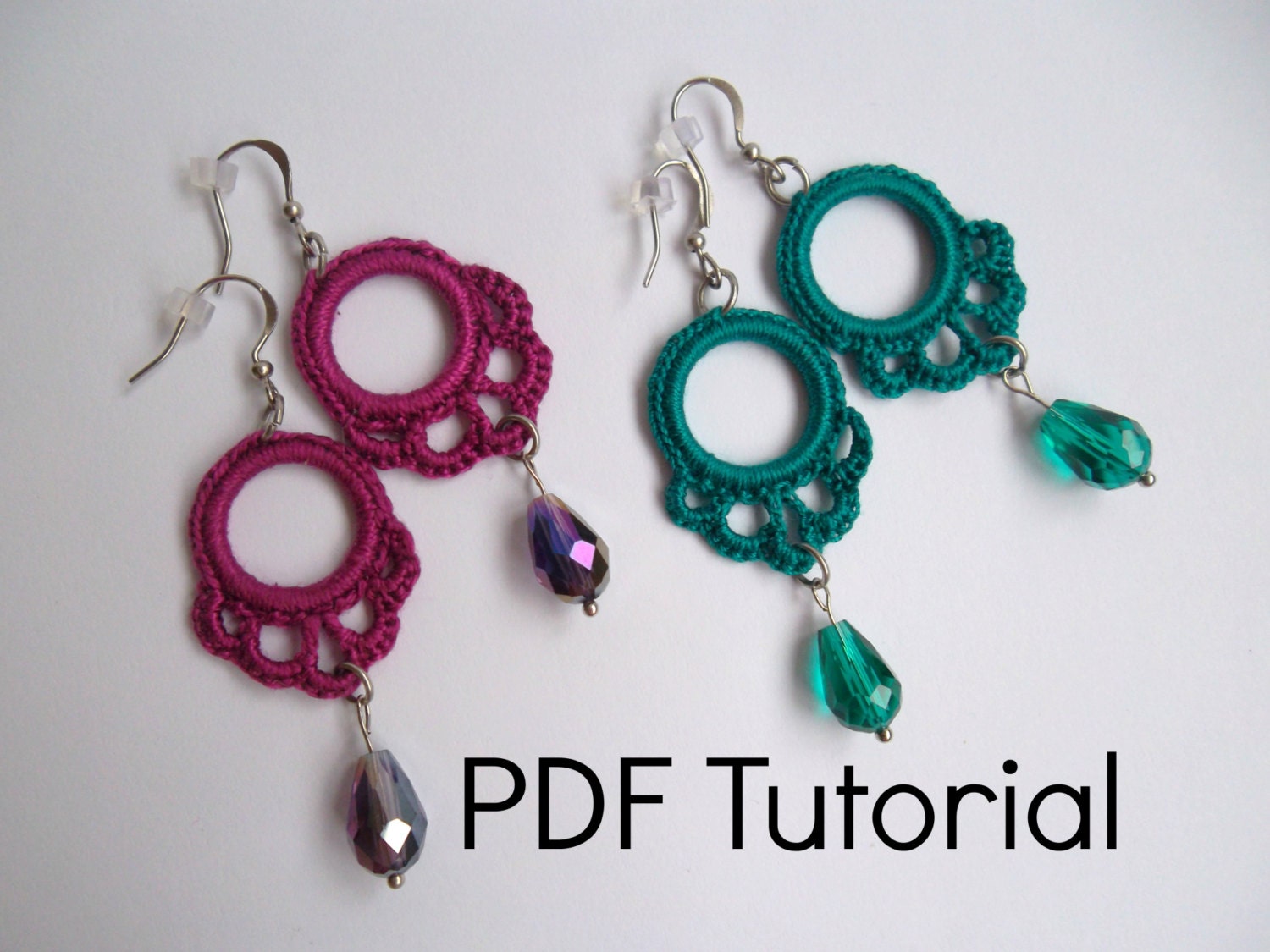 PDF Pattern Crochet Lace Earrings with Czech Beads, Instant Download, Earring Pattern, Digital Download, DIY Accessories, Crochet Tutorial