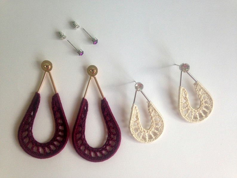 Convertable Earrings Transformable Jewelry Clever Earrings Dangle Earrings Drop Earrings Teardrop Earrings in Burgundy and Beige