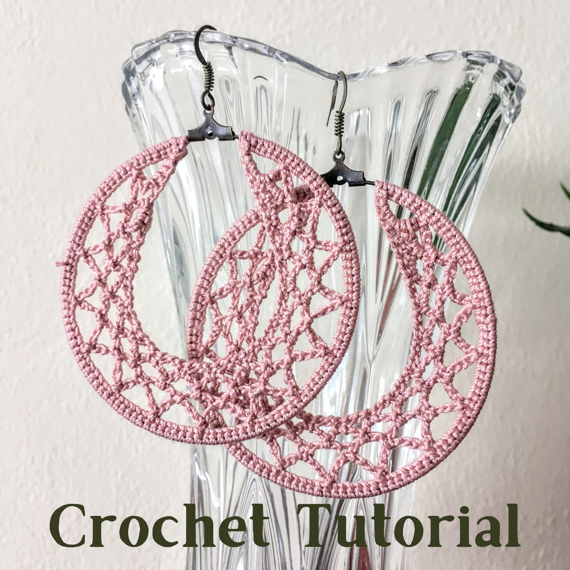 Crochet Pattern Geometric Hoop Earrings PDF Tutorial,  Instant Download DIY Crochet Earrings , Jewelry Making Tutorial, Crochet Photo Ebook