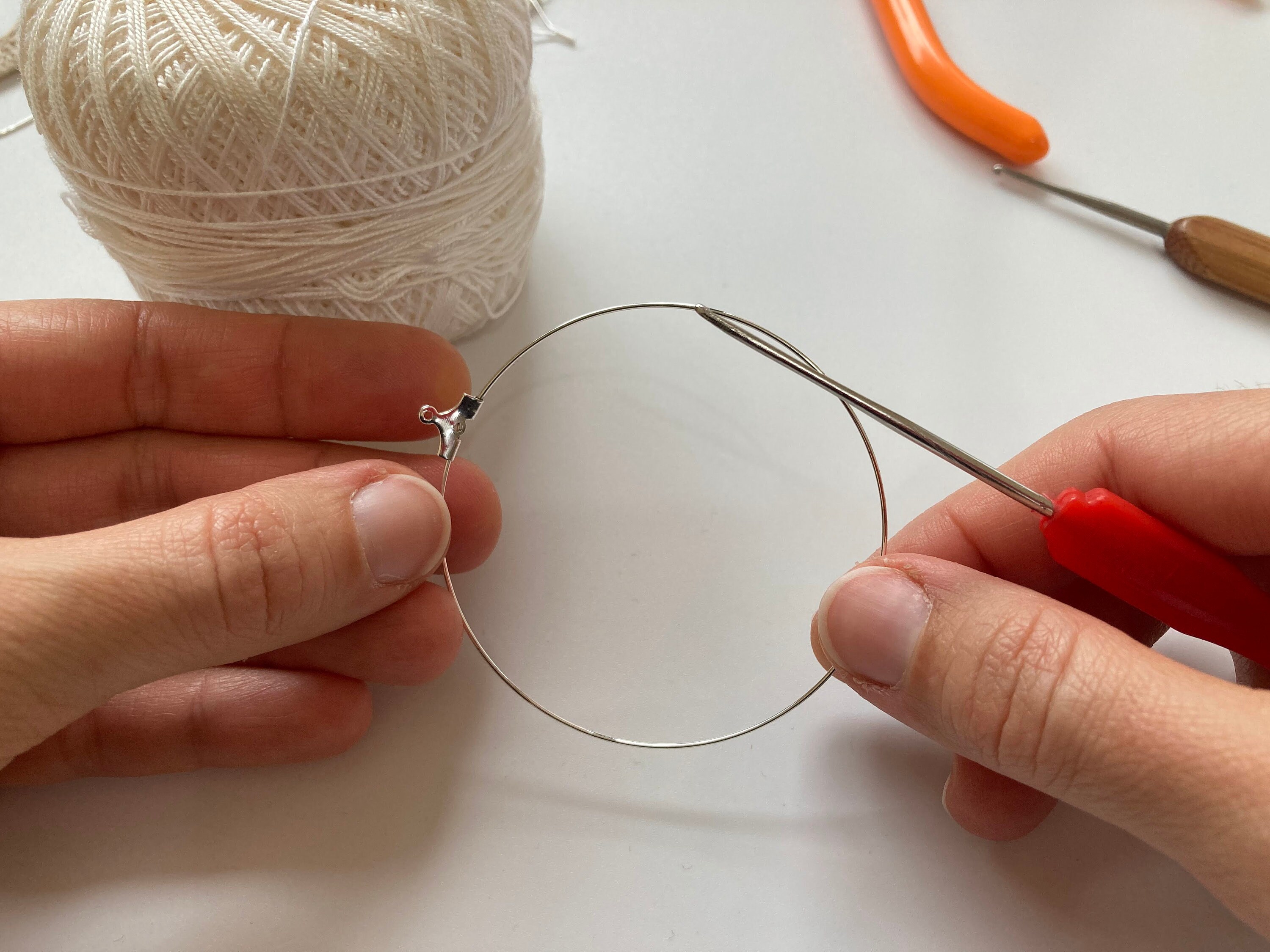 Crochet Earrings Pattern, Hoop Earrings Tutorial, Crochet Jewelry Photo Ebook, Jewelry Making PDF Tutorial, Boho Summer Hoops PDF Pattern - Thumbnail 5
