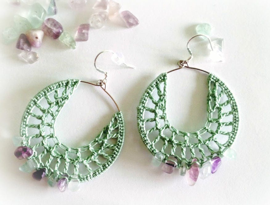 4 Crochet Earrings Tutorials, Crochet Jewelry PDF Pattern, Crochet Tutorial, Hoop Earrings Photo Ebook, DIY Earrings, Crochet PDF Tutorials - Thumbnail 5