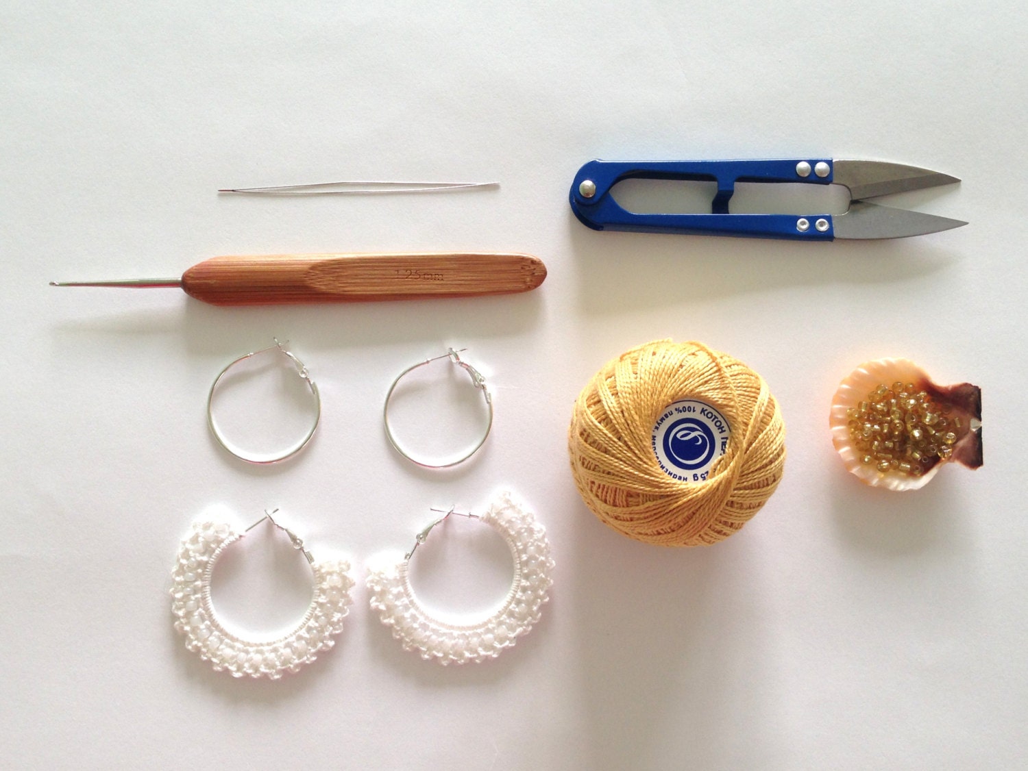 Crochet Pattern Beaded Fan Earrings, Digital Download, PDF Crochet Pattern, Crochet Earrings Pattern, Crochet Jewelry Pattern, PDF Tutorial - Thumbnail 2