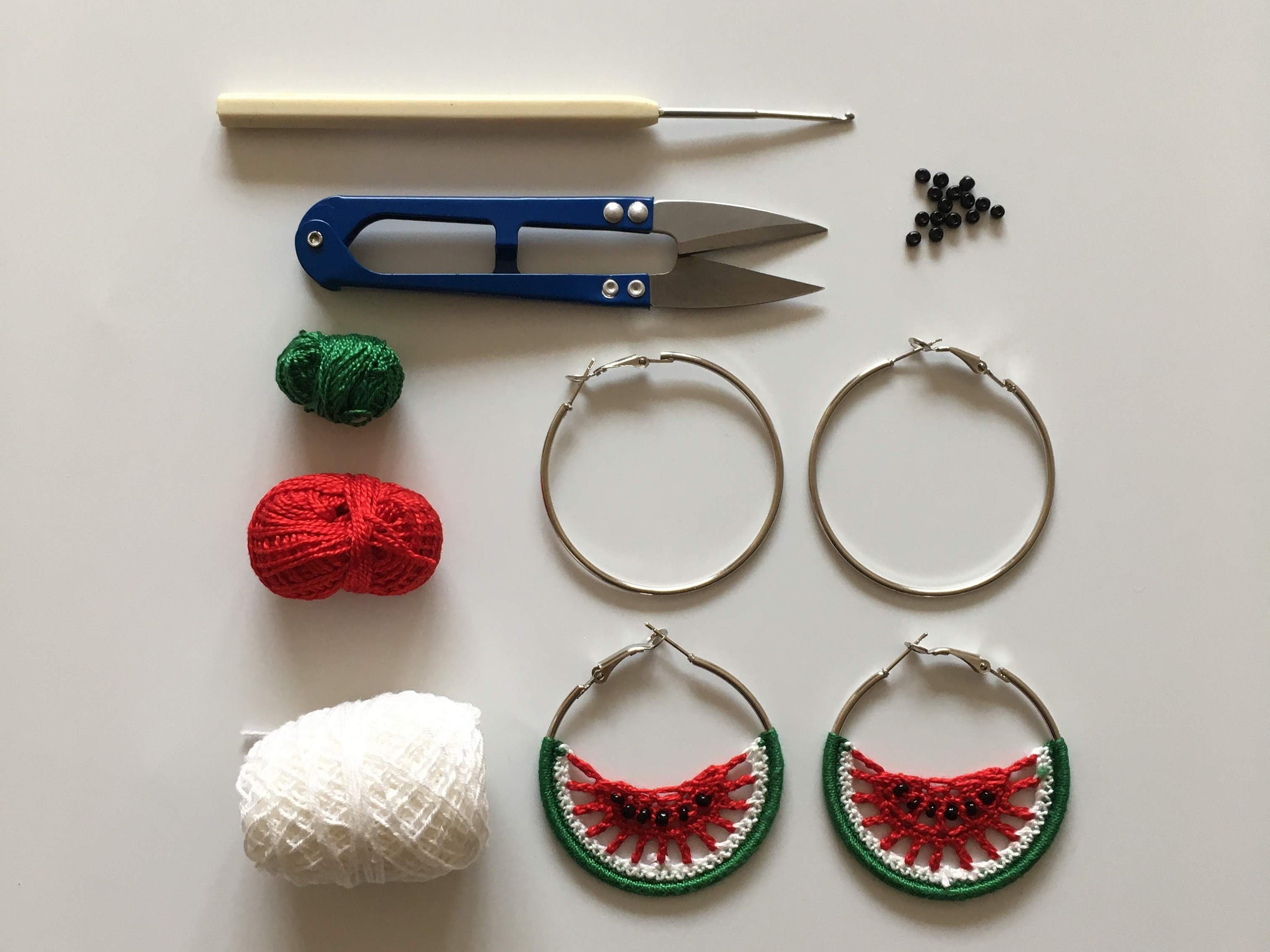 Watermelon Earrings Crochet Pattern, Instant Download Crochet Earrings Tutorial, Jewelry Making Crochet Ebook, Fruit Earrings PDF Tutorial - Thumbnail 4