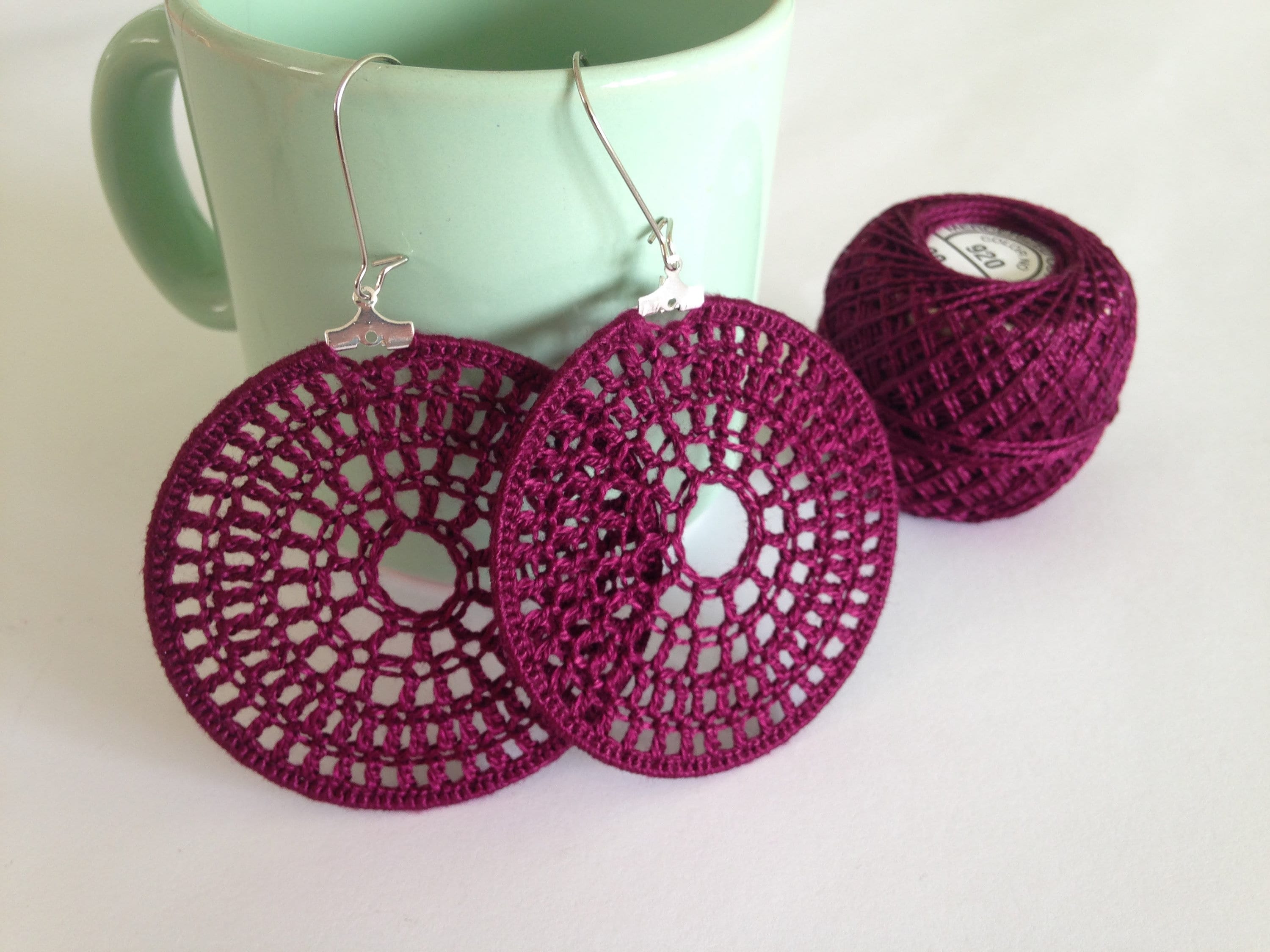 Crochet Pattern Large Circle Earrings, Crochet Tutorial, PDF Pattern, Earring Tutorial, Crochet Earrings Pattern, Instant Download, Ebook - Thumbnail 2