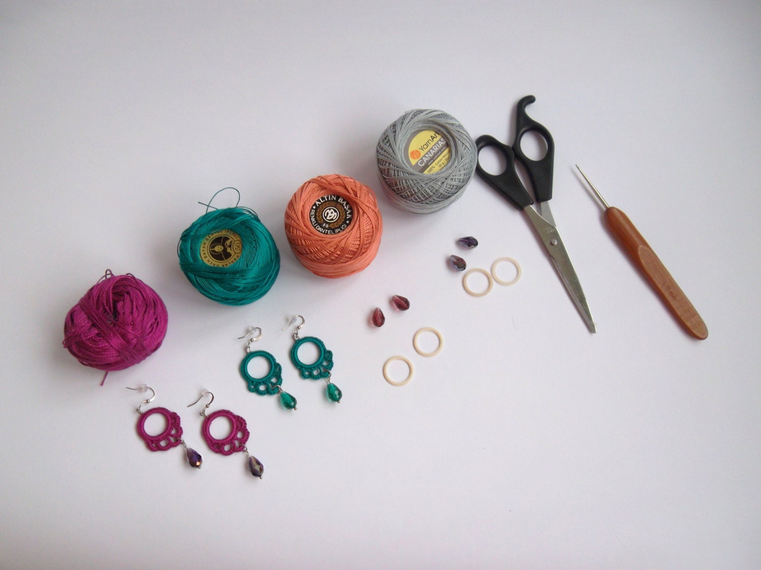 PDF Pattern Crochet Lace Earrings with Czech Beads, Instant Download, Earring Pattern, Digital Download, DIY Accessories, Crochet Tutorial - Thumbnail 5