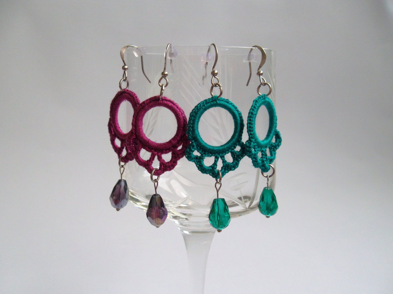 PDF Pattern Crochet Lace Earrings with Czech Beads, Instant Download, Earring Pattern, Digital Download, DIY Accessories, Crochet Tutorial - Thumbnail 2