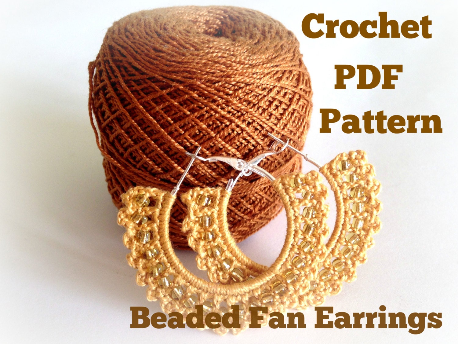 Crochet Pattern Beaded Fan Earrings, Digital Download, PDF Crochet Pattern, Crochet Earrings Pattern, Crochet Jewelry Pattern, PDF Tutorial